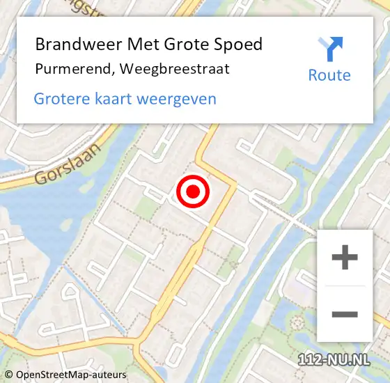 Locatie op kaart van de 112 melding: Brandweer Met Grote Spoed Naar Purmerend, Weegbreestraat op 29 januari 2023 17:23