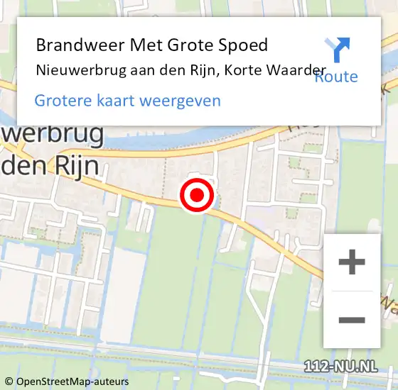 Locatie op kaart van de 112 melding: Brandweer Met Grote Spoed Naar Nieuwerbrug aan den Rijn, Korte Waarder op 29 januari 2023 17:32