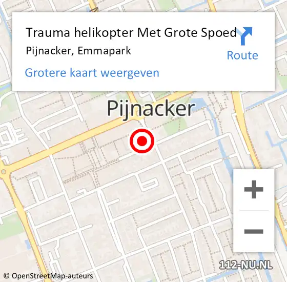 Locatie op kaart van de 112 melding: Trauma helikopter Met Grote Spoed Naar Pijnacker, Emmapark op 29 januari 2023 17:50