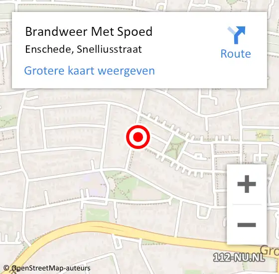 Locatie op kaart van de 112 melding: Brandweer Met Spoed Naar Enschede, Snelliusstraat op 29 januari 2023 18:04