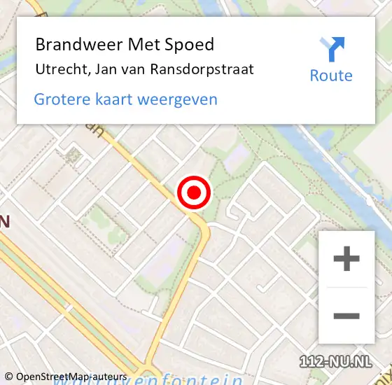Locatie op kaart van de 112 melding: Brandweer Met Spoed Naar Utrecht, Jan van Ransdorpstraat op 29 januari 2023 18:18