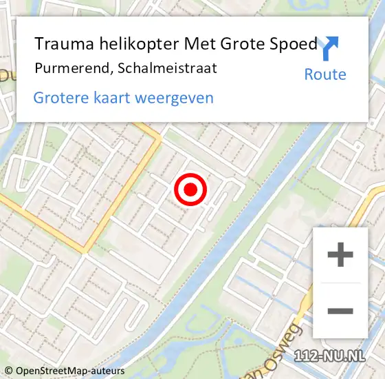 Locatie op kaart van de 112 melding: Trauma helikopter Met Grote Spoed Naar Purmerend, Schalmeistraat op 29 januari 2023 18:28