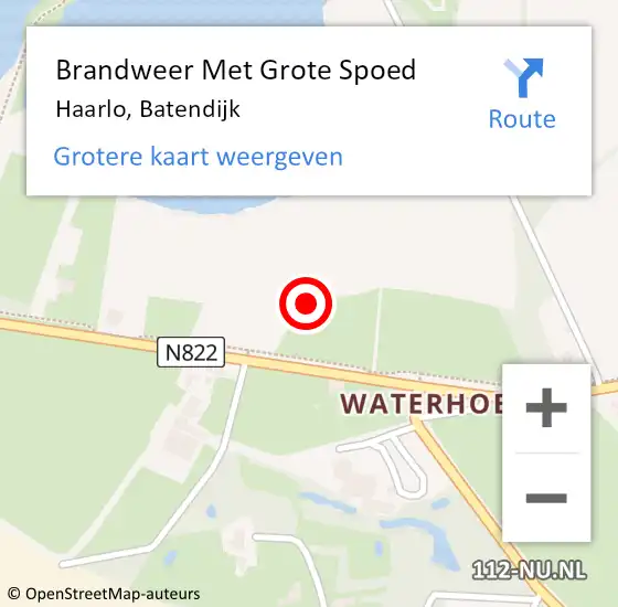 Locatie op kaart van de 112 melding: Brandweer Met Grote Spoed Naar Haarlo, Batendijk op 29 januari 2023 18:41