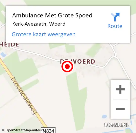 Locatie op kaart van de 112 melding: Ambulance Met Grote Spoed Naar Kerk-Avezaath, Woerd op 29 januari 2023 18:54