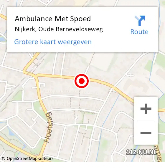 Locatie op kaart van de 112 melding: Ambulance Met Spoed Naar Nijkerk, Oude Barneveldseweg op 29 januari 2023 19:01