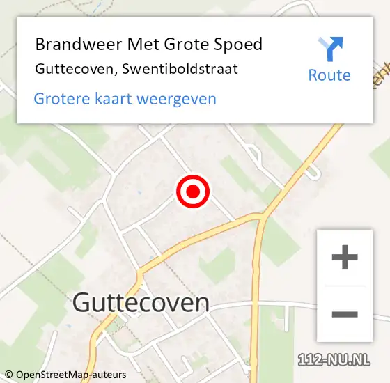 Locatie op kaart van de 112 melding: Brandweer Met Grote Spoed Naar Guttecoven, Swentiboldstraat op 29 januari 2023 19:02