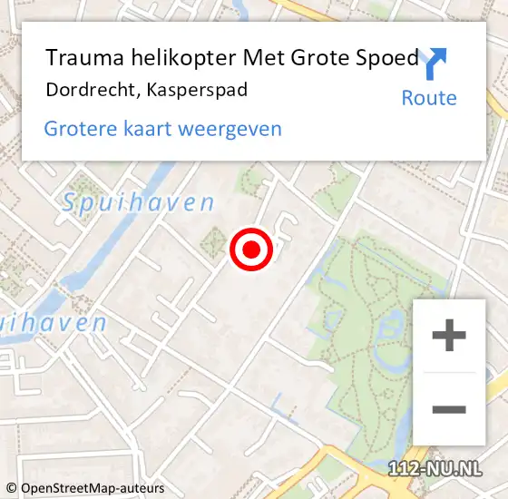 Locatie op kaart van de 112 melding: Trauma helikopter Met Grote Spoed Naar Dordrecht, Kasperspad op 29 januari 2023 19:03