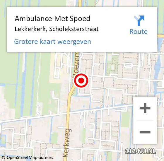 Locatie op kaart van de 112 melding: Ambulance Met Spoed Naar Lekkerkerk, Scholeksterstraat op 29 januari 2023 19:05