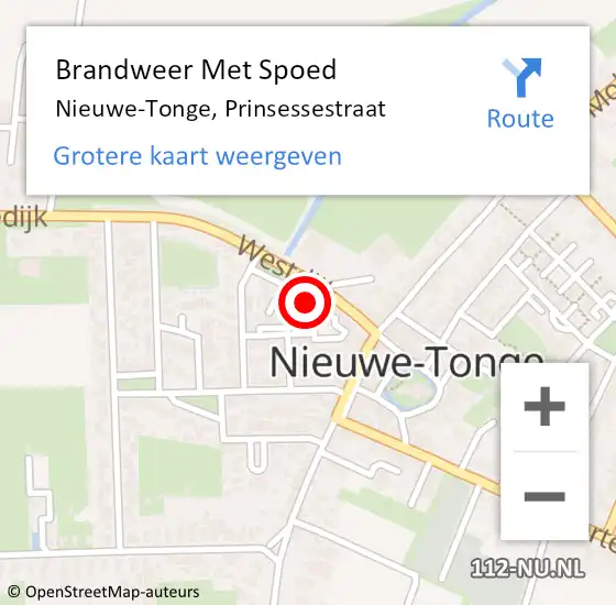 Locatie op kaart van de 112 melding: Brandweer Met Spoed Naar Nieuwe-Tonge, Prinsessestraat op 29 januari 2023 19:08