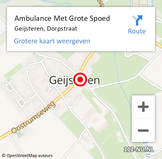 Locatie op kaart van de 112 melding: Ambulance Met Grote Spoed Naar Geijsteren, Dorpstraat op 13 augustus 2014 20:40