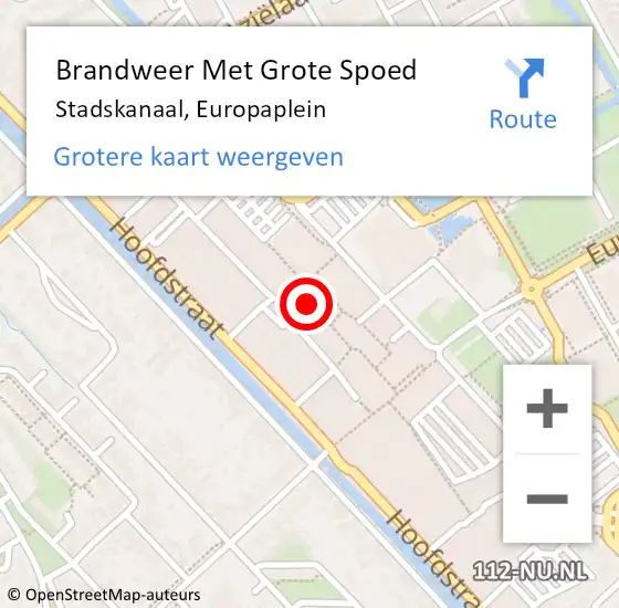 Locatie op kaart van de 112 melding: Brandweer Met Grote Spoed Naar Stadskanaal, Europaplein op 29 januari 2023 19:11