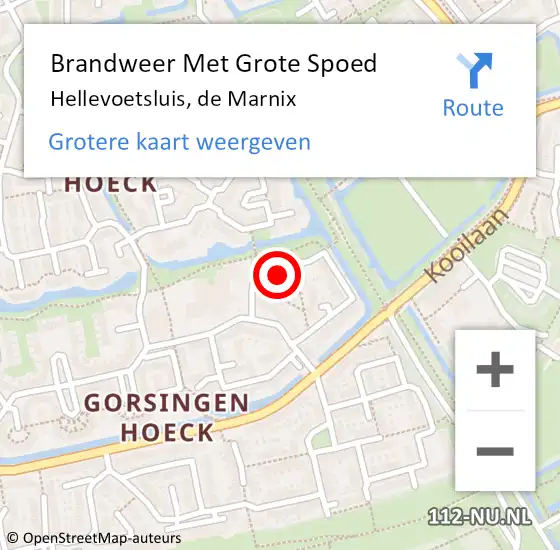 Locatie op kaart van de 112 melding: Brandweer Met Grote Spoed Naar Hellevoetsluis, de Marnix op 29 januari 2023 19:14