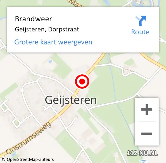 Locatie op kaart van de 112 melding: Brandweer Geijsteren, Dorpstraat op 13 augustus 2014 20:40