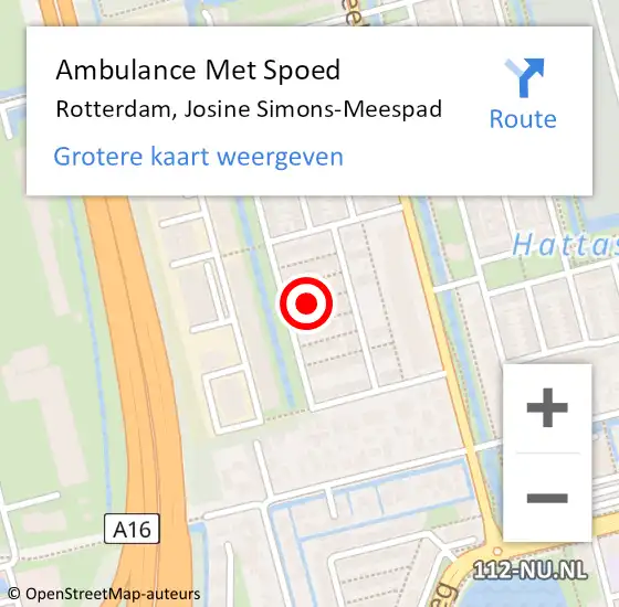 Locatie op kaart van de 112 melding: Ambulance Met Spoed Naar Rotterdam, Josine Simons-Meespad op 29 januari 2023 19:30