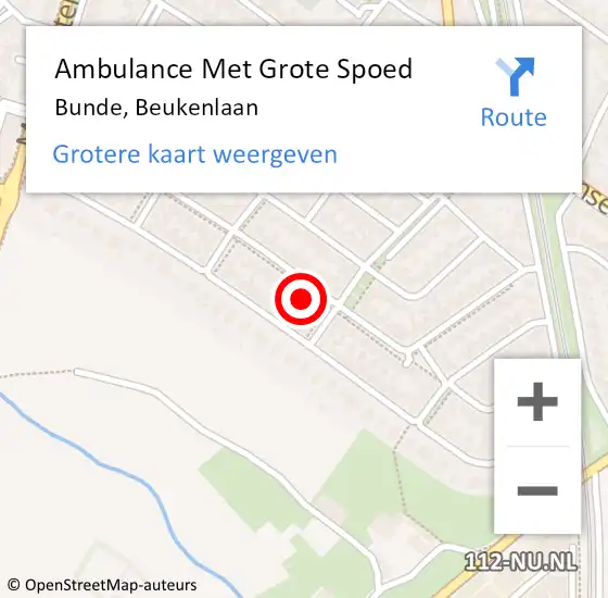 Locatie op kaart van de 112 melding: Ambulance Met Grote Spoed Naar Bunde, Beukenlaan op 29 januari 2023 19:51