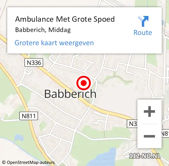 Locatie op kaart van de 112 melding: Ambulance Met Grote Spoed Naar Babberich, Middag op 29 januari 2023 20:04