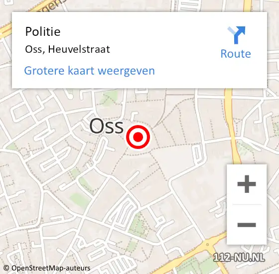 Locatie op kaart van de 112 melding: Politie Oss, Heuvelstraat op 29 januari 2023 20:07