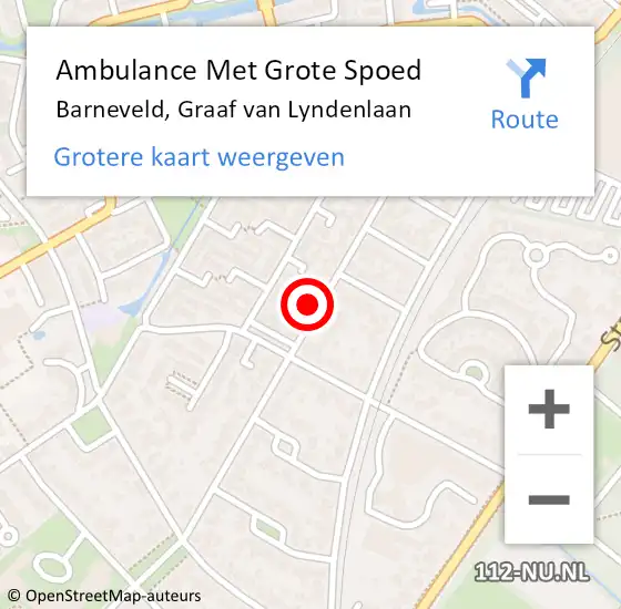 Locatie op kaart van de 112 melding: Ambulance Met Grote Spoed Naar Barneveld, Graaf van Lyndenlaan op 29 januari 2023 20:43