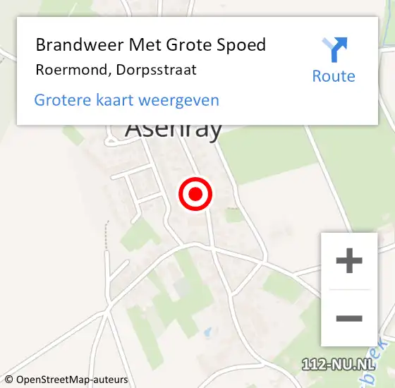 Locatie op kaart van de 112 melding: Brandweer Met Grote Spoed Naar Roermond, Dorpsstraat op 29 januari 2023 21:05