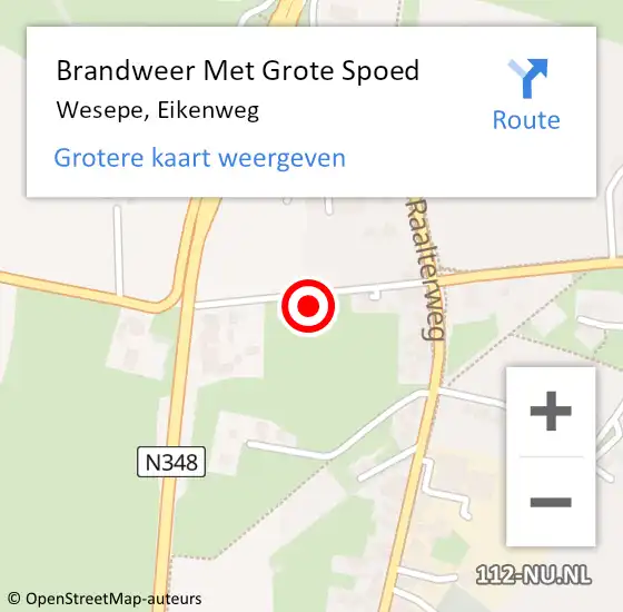 Locatie op kaart van de 112 melding: Brandweer Met Grote Spoed Naar Wesepe, Eikenweg op 29 januari 2023 21:18