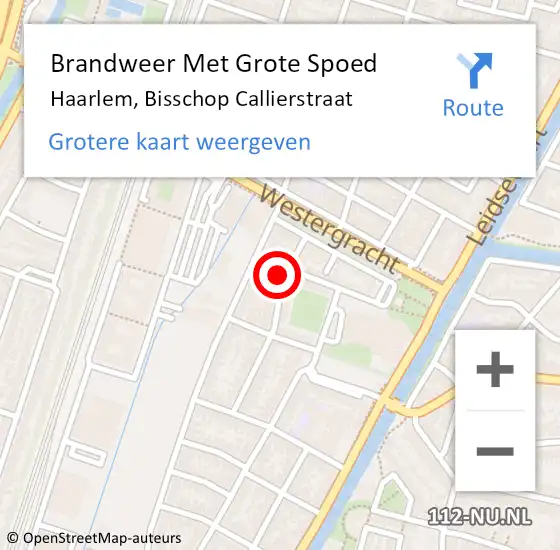 Locatie op kaart van de 112 melding: Brandweer Met Grote Spoed Naar Haarlem, Bisschop Callierstraat op 29 januari 2023 21:29