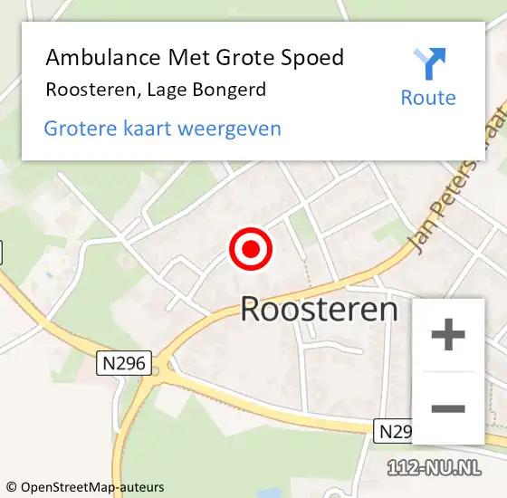 Locatie op kaart van de 112 melding: Ambulance Met Grote Spoed Naar Roosteren, Lage Bongerd op 29 januari 2023 21:57