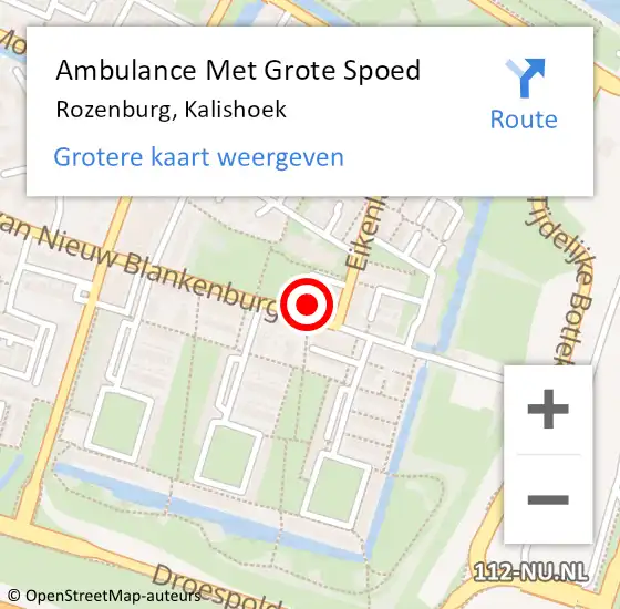 Locatie op kaart van de 112 melding: Ambulance Met Grote Spoed Naar Rozenburg, Kalishoek op 29 januari 2023 22:06