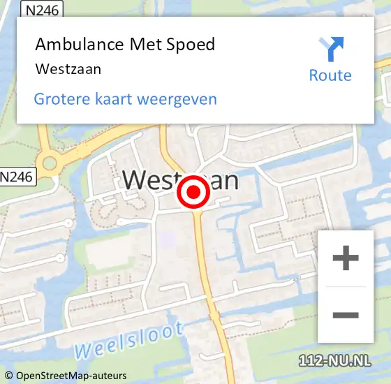 Locatie op kaart van de 112 melding: Ambulance Met Spoed Naar Westzaan op 29 januari 2023 22:14