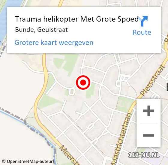 Locatie op kaart van de 112 melding: Trauma helikopter Met Grote Spoed Naar Bunde, Geulstraat op 29 januari 2023 22:18