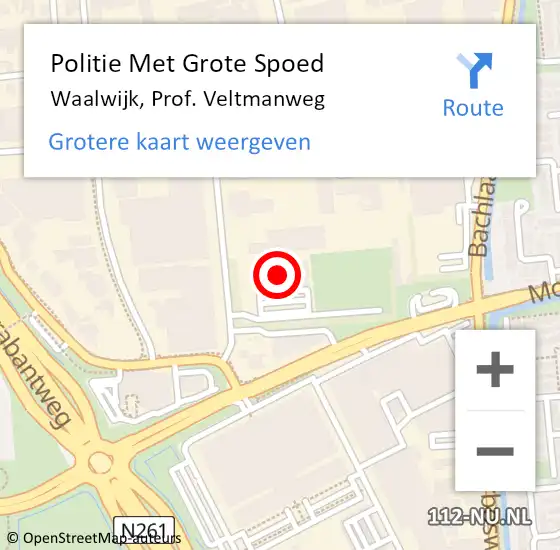 Locatie op kaart van de 112 melding: Politie Met Grote Spoed Naar Waalwijk, Prof. Veltmanweg op 29 januari 2023 22:18