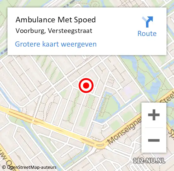 Locatie op kaart van de 112 melding: Ambulance Met Spoed Naar Voorburg, Versteegstraat op 29 januari 2023 22:22