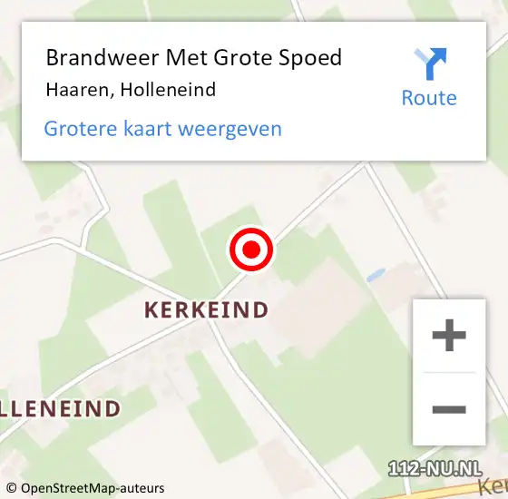 Locatie op kaart van de 112 melding: Brandweer Met Grote Spoed Naar Haaren, Holleneind op 29 januari 2023 23:24