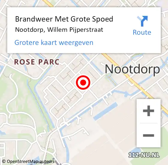 Locatie op kaart van de 112 melding: Brandweer Met Grote Spoed Naar Nootdorp, Willem Pijperstraat op 30 januari 2023 00:24