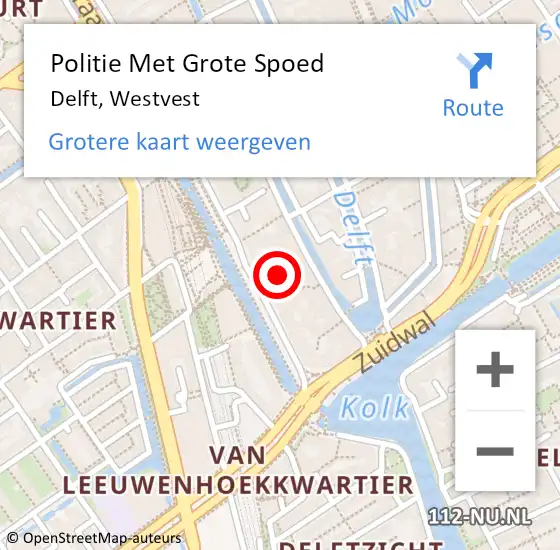 Locatie op kaart van de 112 melding: Politie Met Grote Spoed Naar Delft, Westvest op 30 januari 2023 01:17