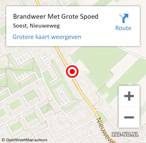 Locatie op kaart van de 112 melding: Brandweer Met Grote Spoed Naar Soest, Nieuweweg op 30 januari 2023 01:18