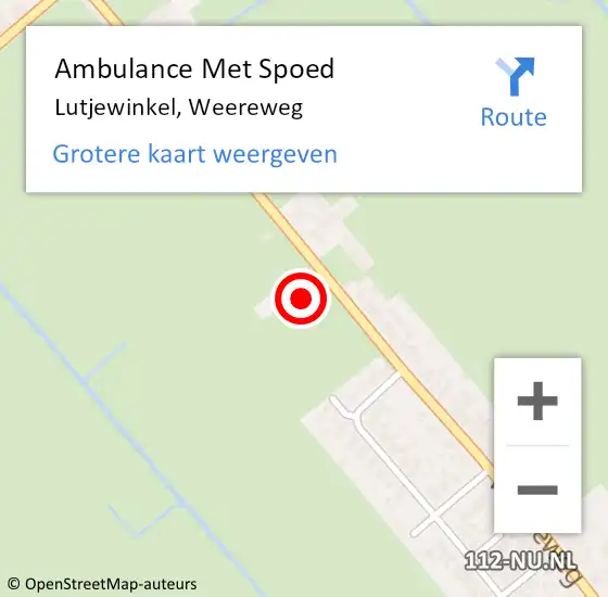 Locatie op kaart van de 112 melding: Ambulance Met Spoed Naar Lutjewinkel, Weereweg op 30 januari 2023 01:49
