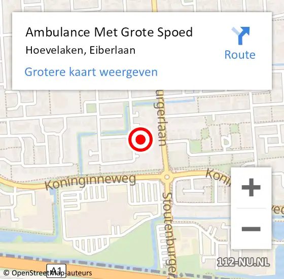 Locatie op kaart van de 112 melding: Ambulance Met Grote Spoed Naar Hoevelaken, Eiberlaan op 30 januari 2023 02:02