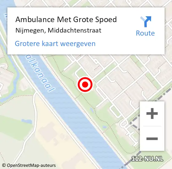 Locatie op kaart van de 112 melding: Ambulance Met Grote Spoed Naar Nijmegen, Middachtenstraat op 30 januari 2023 02:50