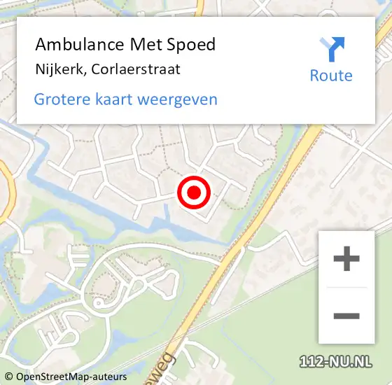 Locatie op kaart van de 112 melding: Ambulance Met Spoed Naar Nijkerk, Corlaerstraat op 30 januari 2023 03:23