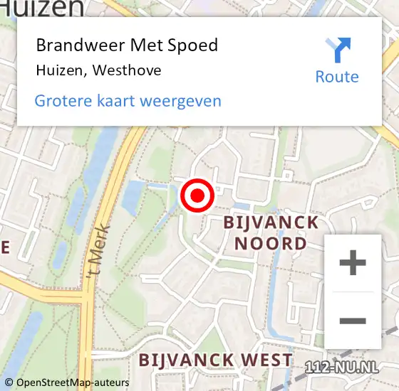 Locatie op kaart van de 112 melding: Brandweer Met Spoed Naar Huizen, Westhove op 30 januari 2023 04:09