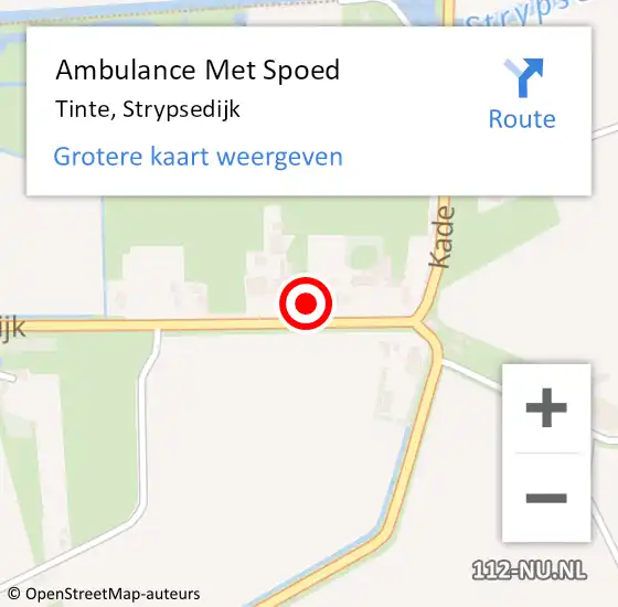 Locatie op kaart van de 112 melding: Ambulance Met Spoed Naar Tinte, Strypsedijk op 30 januari 2023 04:23