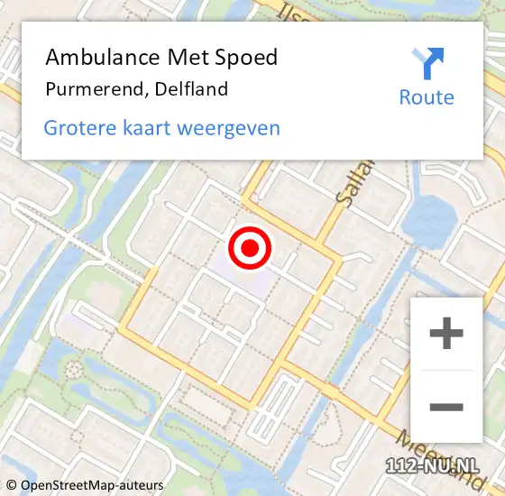 Locatie op kaart van de 112 melding: Ambulance Met Spoed Naar Purmerend, Delfland op 30 januari 2023 04:23