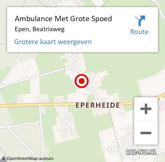 Locatie op kaart van de 112 melding: Ambulance Met Grote Spoed Naar Epen, Beatrixweg op 11 oktober 2013 13:21