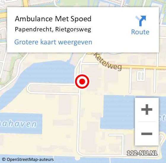 Locatie op kaart van de 112 melding: Ambulance Met Spoed Naar Papendrecht, Rietgorsweg op 30 januari 2023 06:05