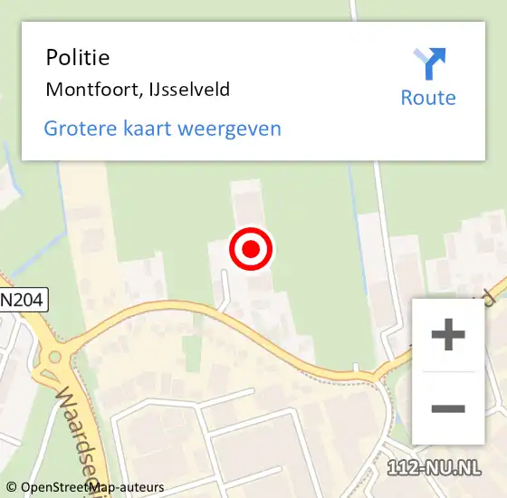 Locatie op kaart van de 112 melding: Politie Montfoort, IJsselveld op 30 januari 2023 07:32