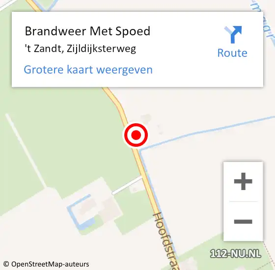 Locatie op kaart van de 112 melding: Brandweer Met Spoed Naar 't Zandt, Zijldijksterweg op 30 januari 2023 07:34