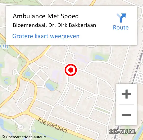 Locatie op kaart van de 112 melding: Ambulance Met Spoed Naar Bloemendaal, Dr. Dirk Bakkerlaan op 30 januari 2023 07:43