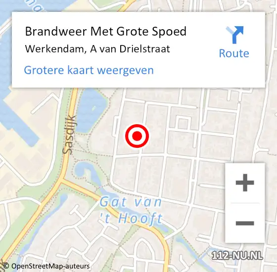 Locatie op kaart van de 112 melding: Brandweer Met Grote Spoed Naar Werkendam, A van Drielstraat op 30 januari 2023 07:44