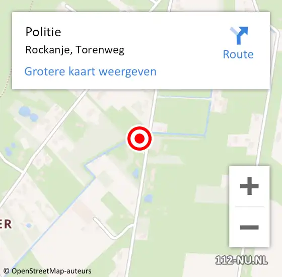 Locatie op kaart van de 112 melding: Politie Rockanje, Torenweg op 30 januari 2023 07:59