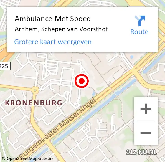 Locatie op kaart van de 112 melding: Ambulance Met Spoed Naar Arnhem, Schepen van Voorsthof op 30 januari 2023 08:02